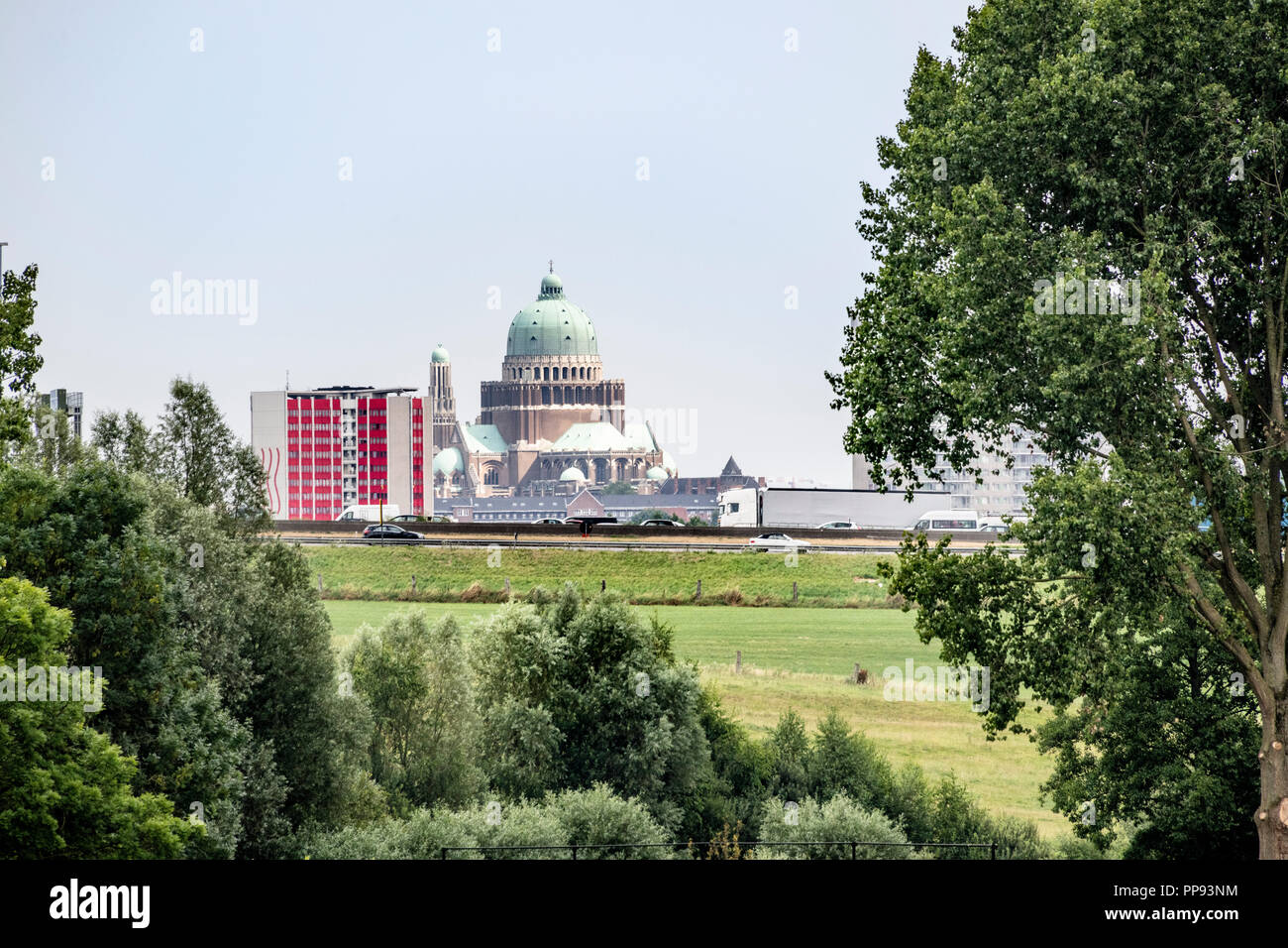 Brussels skyline from the green agglomeration Stock Photo