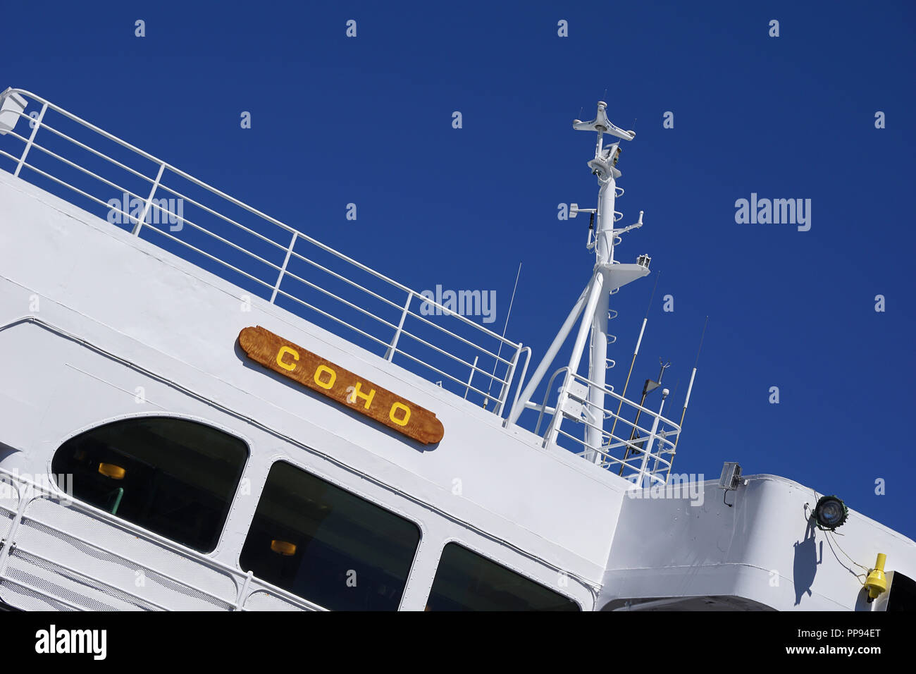 Detail of M/V Coho, ferry between Victoria and Port Angeles. Stock Photo