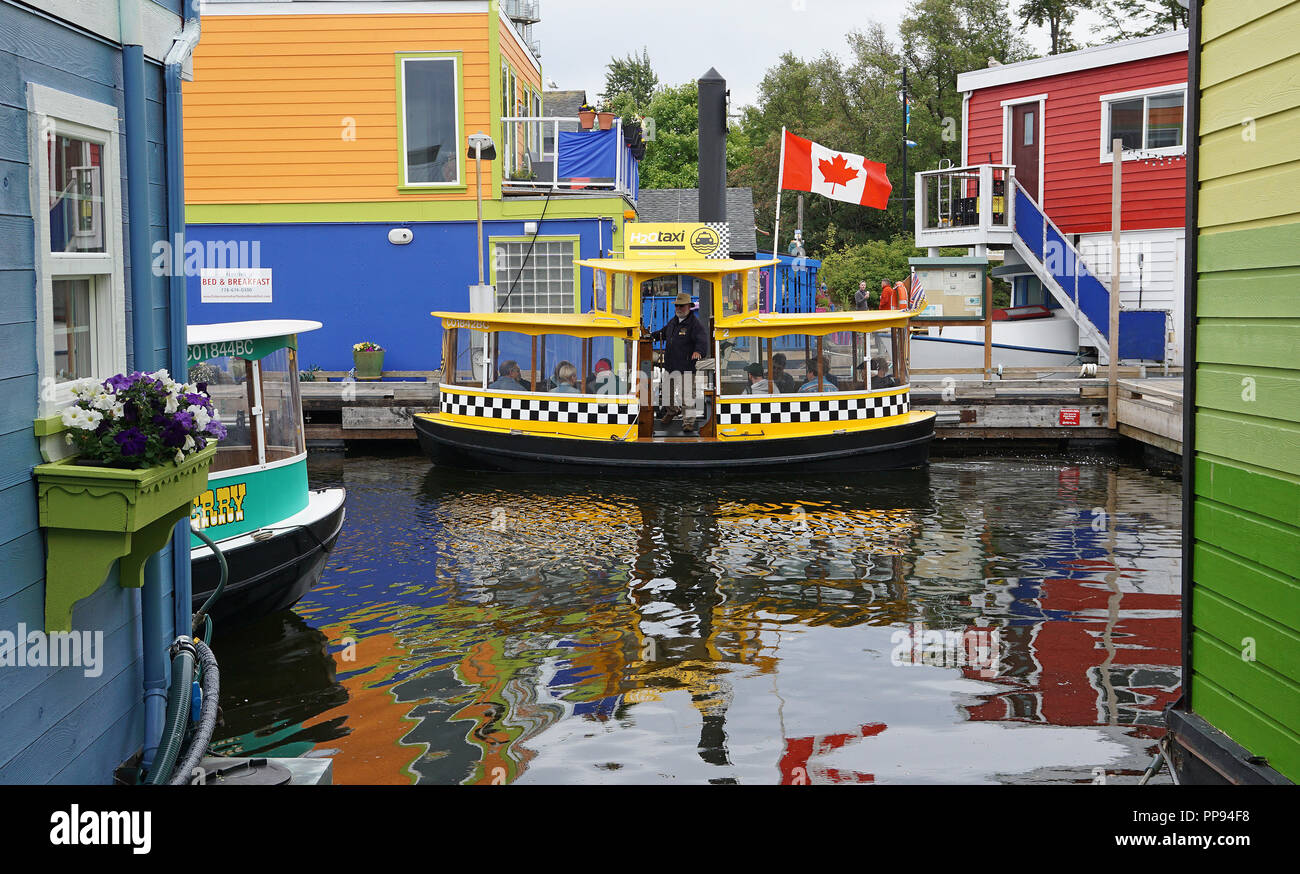 Water taxi  at Fisherman's Wharf, Victoria, Vancouver Island, Canada Stock Photo