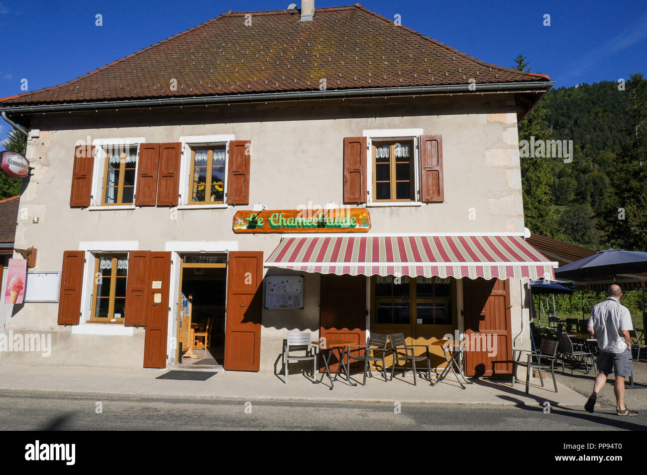 Traditional café-restaurant in Saint-Hugues de Chartreuse, Isere, France Stock Photo