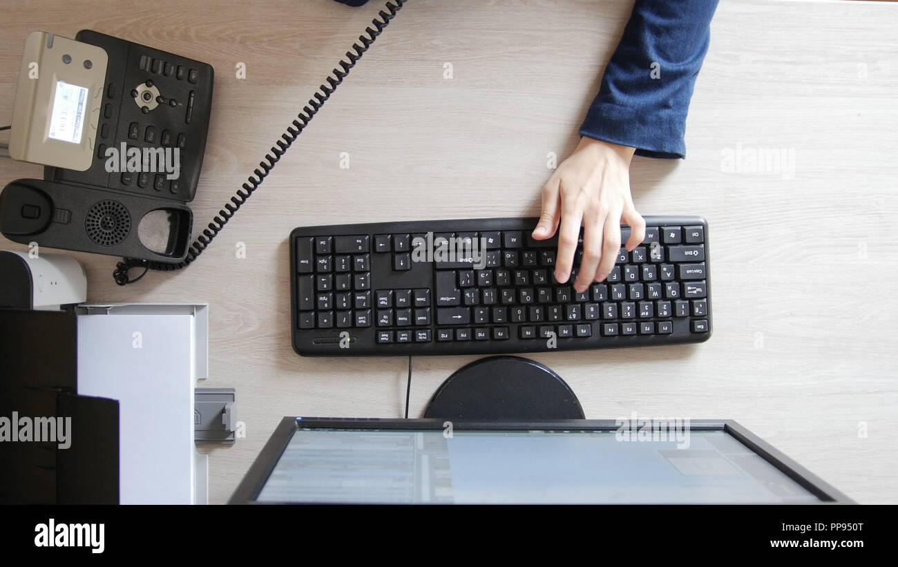 Women hand is printing on the keyboard of PC Stock Photo - Alamy