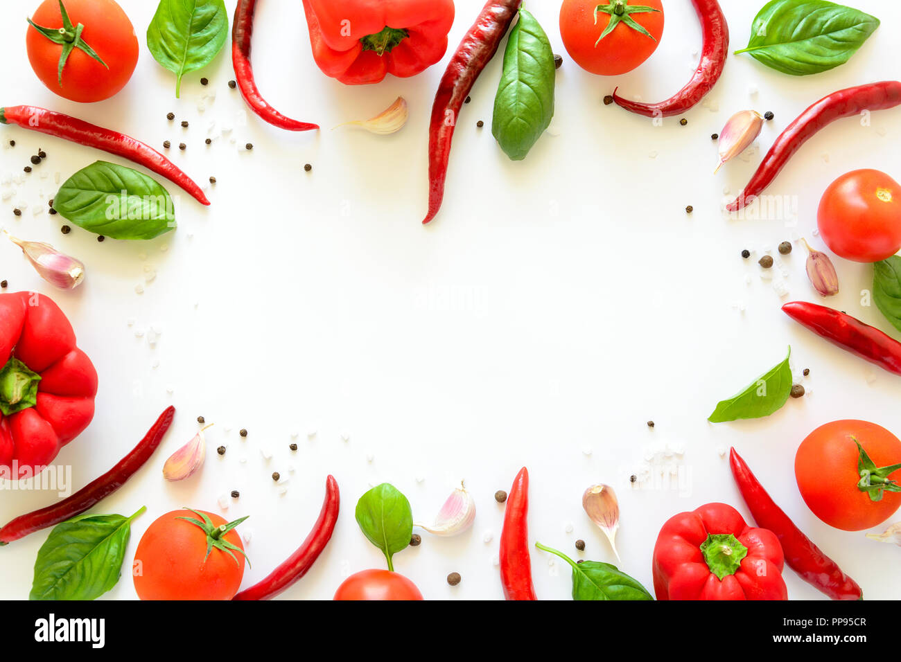 Pizza Ingredients Pattern Colorful pizza ingredients pattern made of tomatoes, pepper, chilli ...