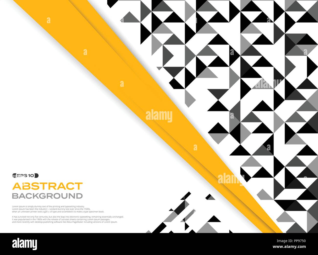 Abstract Of Modern Yellow Black With Black And White Triangle