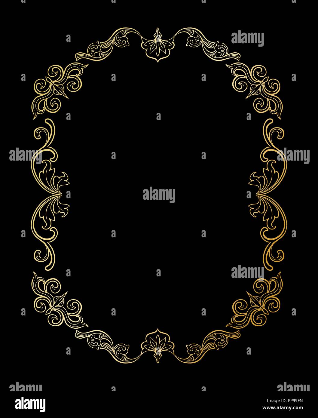 Floral frame gold vector hi-res stock photography and images - Alamy