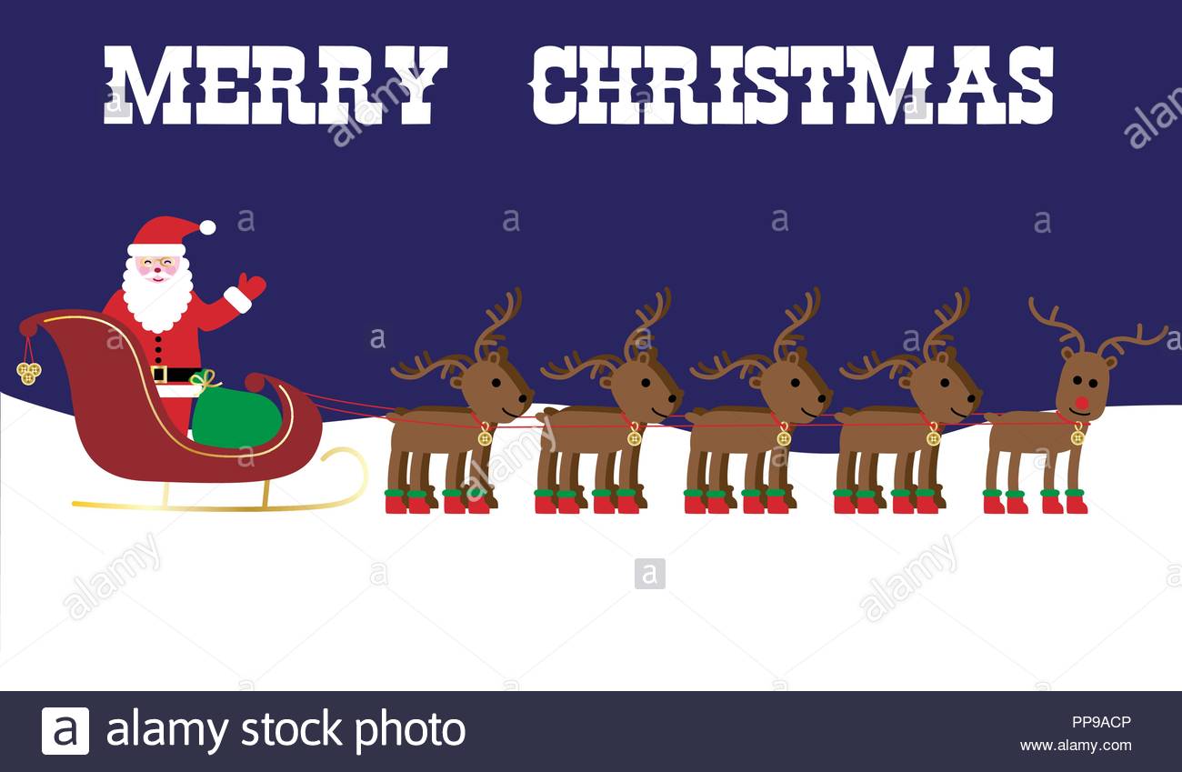 Santa Claus On Sleigh Full Of Gifts Stock Vector