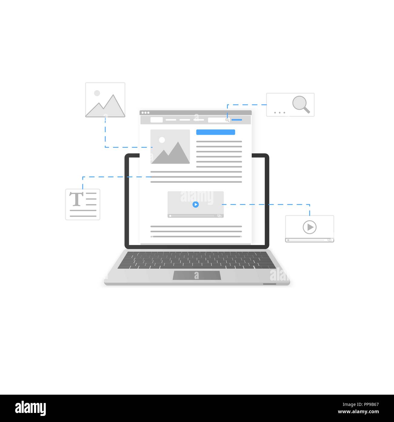 Blog. Blogging and content marketing template design. Website development concept. Vector illustration Stock Vector