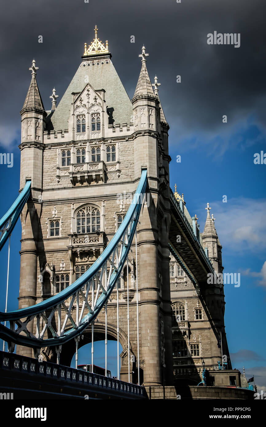 The Towerbridge at London with a dramatic sky Stock Photo