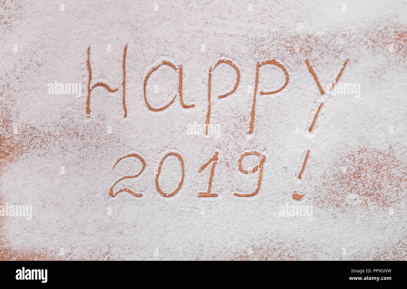 Happy New Year. Figures 2019 on the snow. Stock Photo