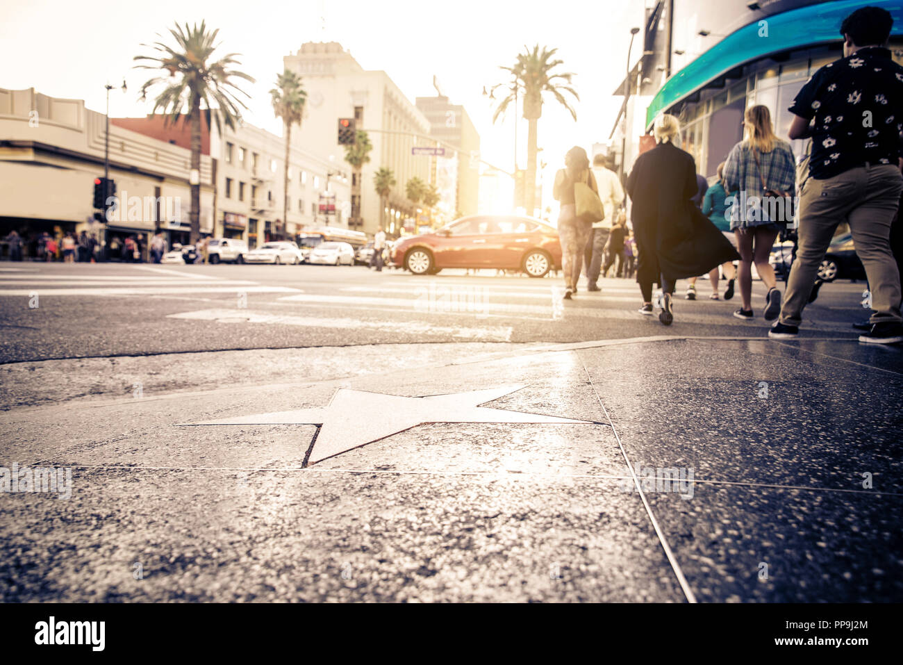 Walk of Fame at sunset on Hollywood Boulevard Stock Photo - Alamy