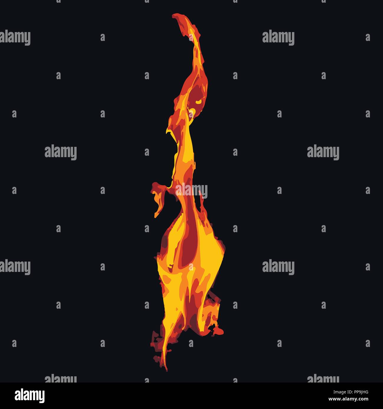 Vector illustration of a flame of fire on a black background Stock ...