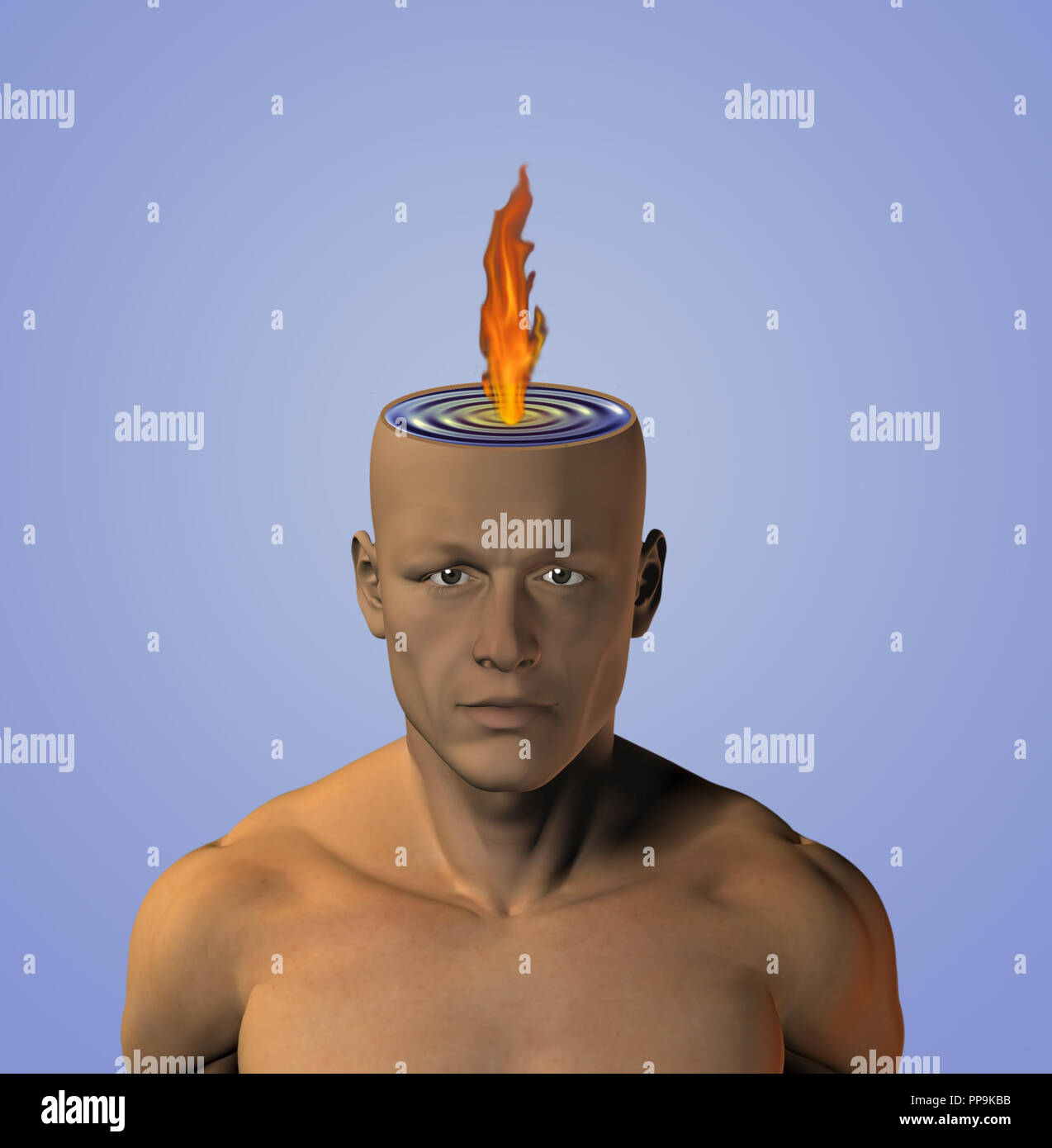 Burning flame in man head Stock Photo Alamy