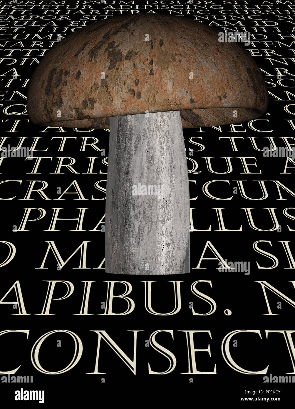 Mushroom with simple Latin text Stock Photo