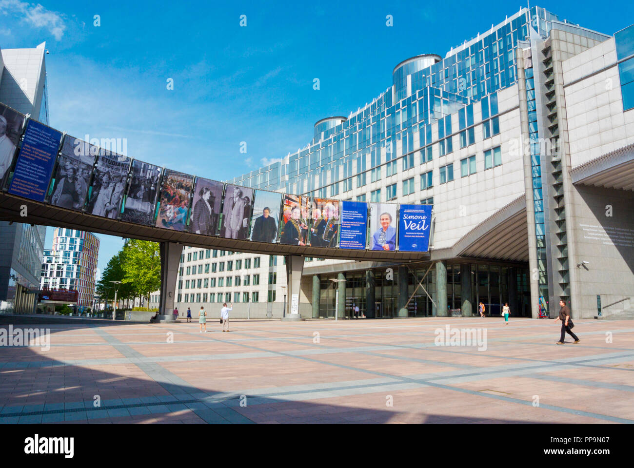 Esplanade, European Parliament, Espace Leopold, Leopold Quarter, Brussels, Belgium Stock Photo