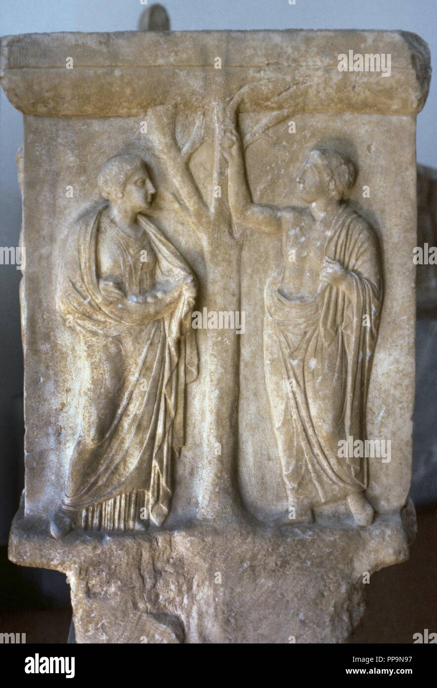 Pedestal of a funerary monument. Relief of Hermes as a guide of souls