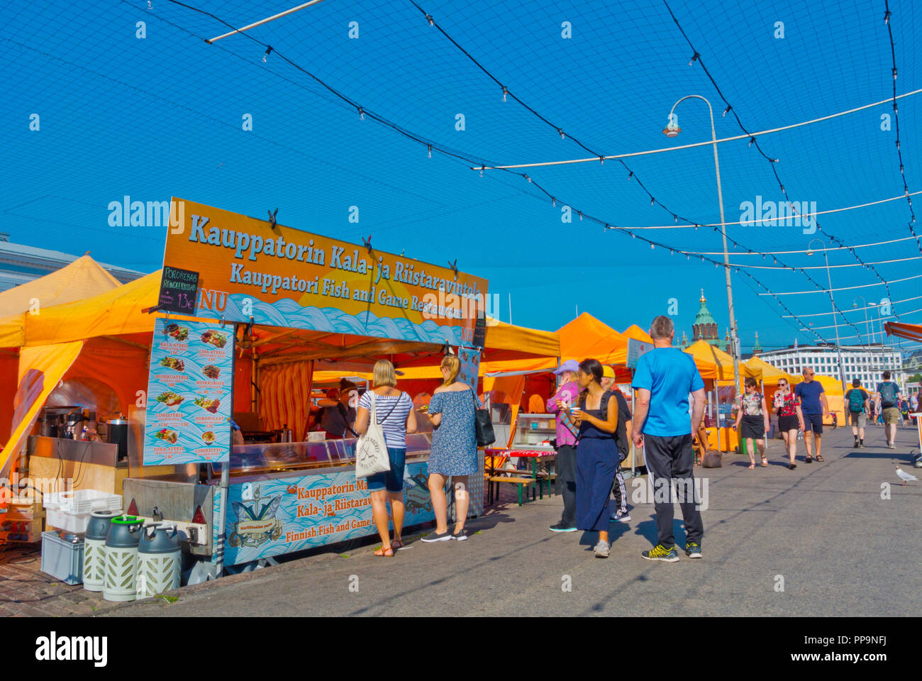Food stall for tourists, Kauppatori, market square, Helsinki, Finland Stock Photo