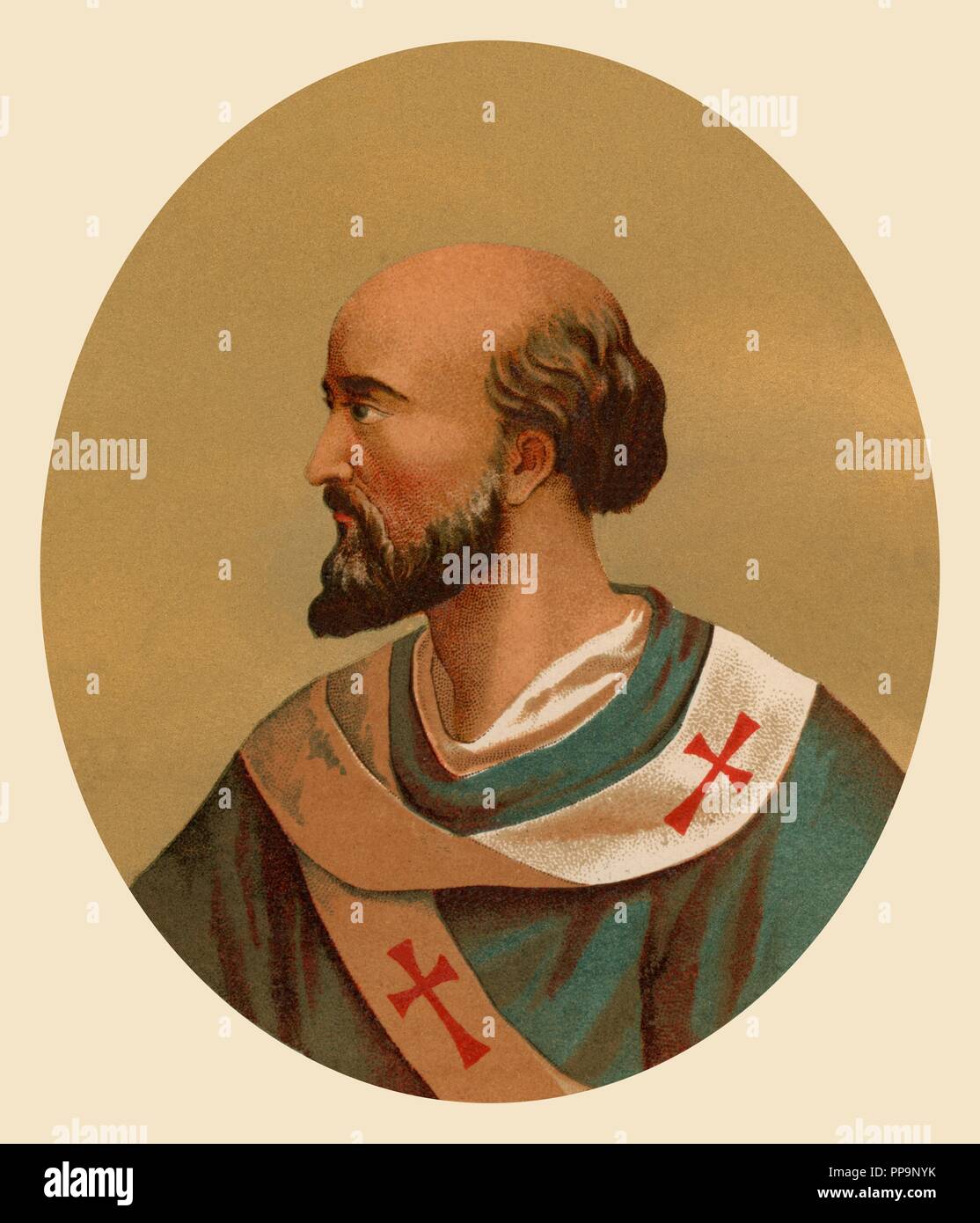 Los Papas y los Bárbaros. Silvestre II (945-1003), Papa de de la iglesia  católica de 999 a 1003. Grabado de 1866 Stock Photo - Alamy