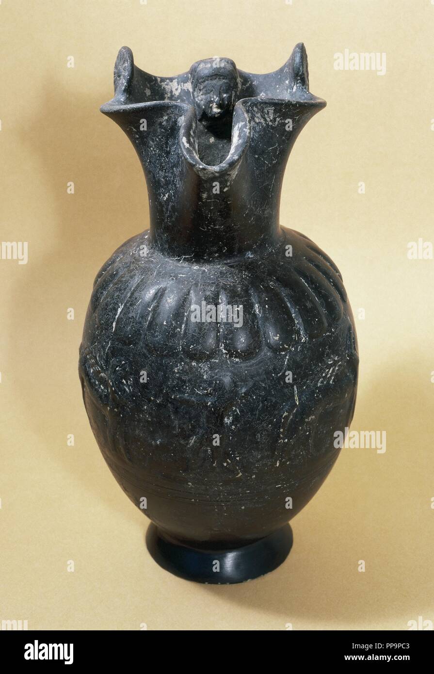 Bucchero sottile. 7th-6th centuries BC. Etruscan Vase. Provenance unknown. Archaeological Museum of Catalonia. Barcelona. Spain. Stock Photo