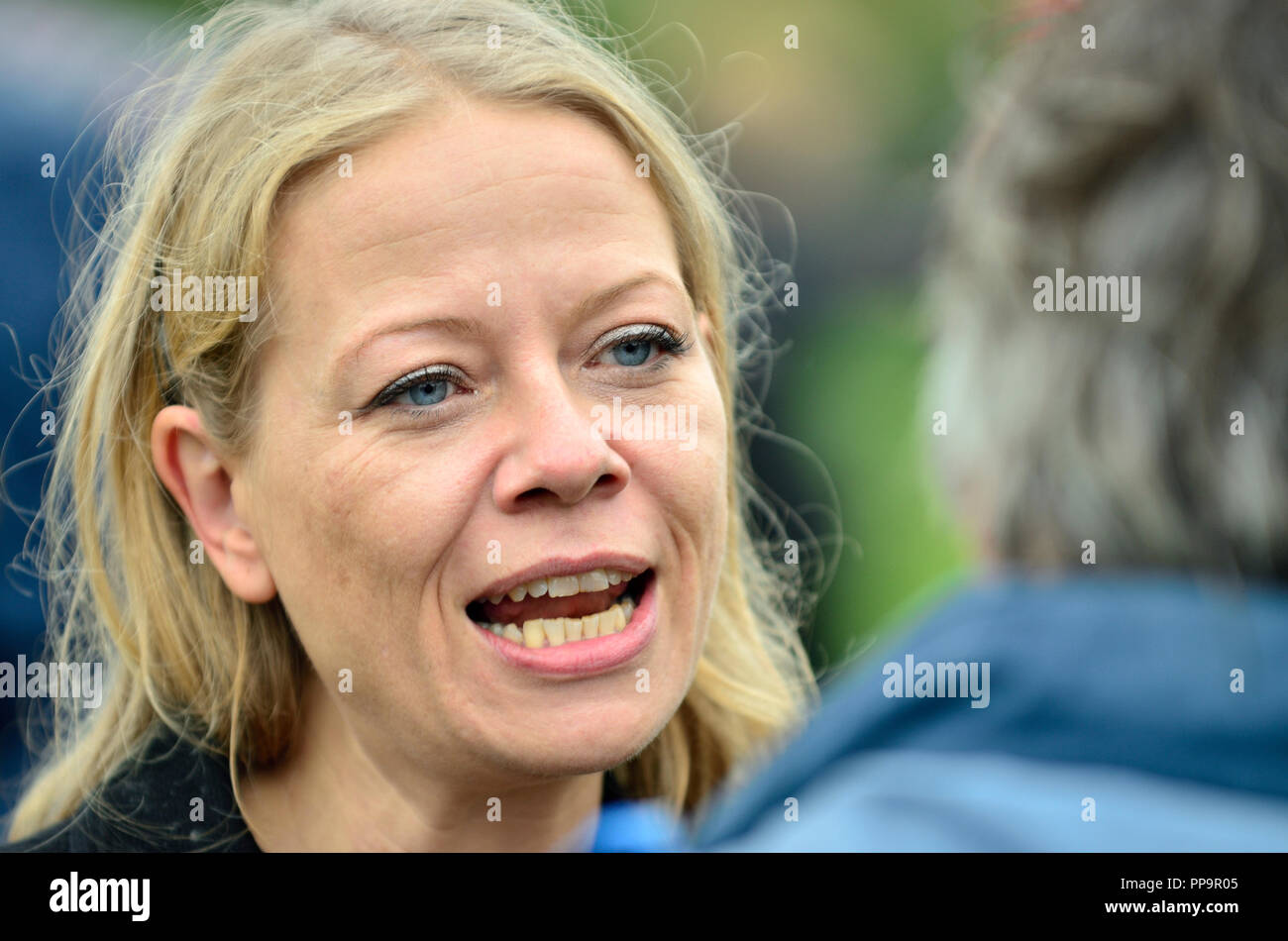 Sian Berry - co-leader of the Green Party - in Hyde Park before the People's Walk for Wildlife, London, 22nd Sept 2018 Stock Photo