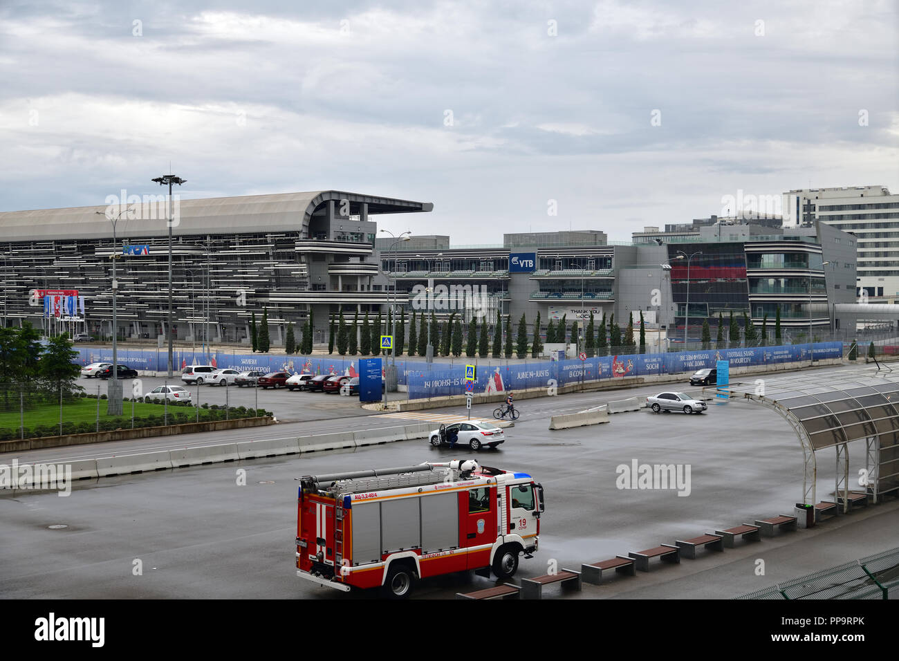Sochi, Russia - May 30. 2018. rostrum Formula 1 track in the Olympic ...