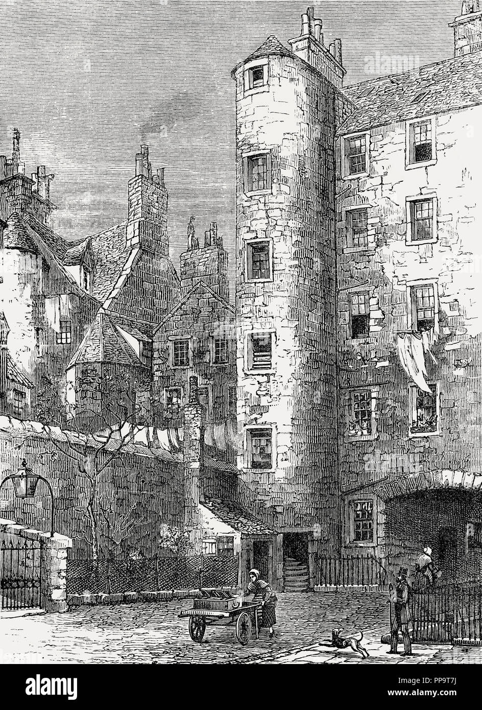 Smollet's House, St John's Street, Canongate, Edinburgh, Scotland, 18th century Stock Photo