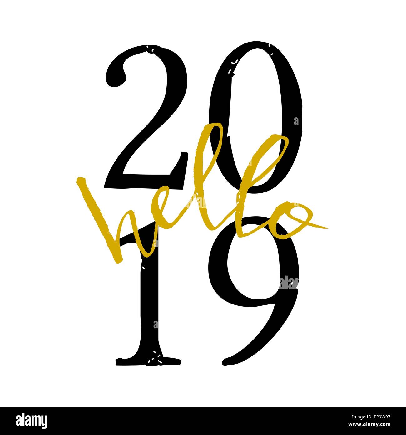 square greeting card template with typographic design for 2019 in