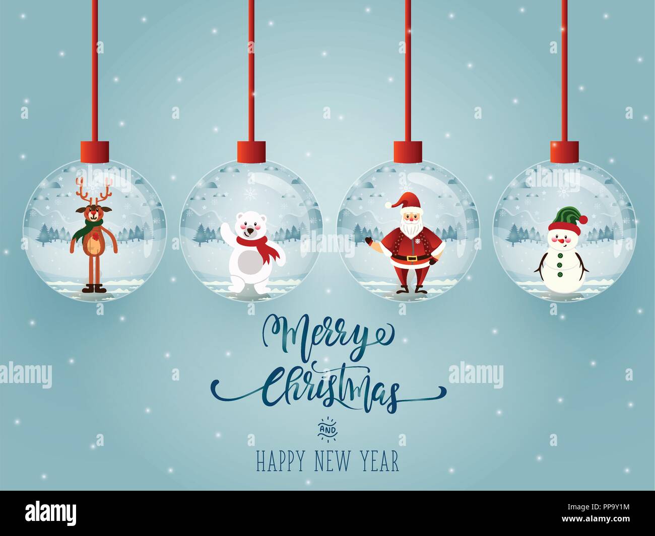 Set of Merry christmas glass ball collection Stock Vector Image & Art ...