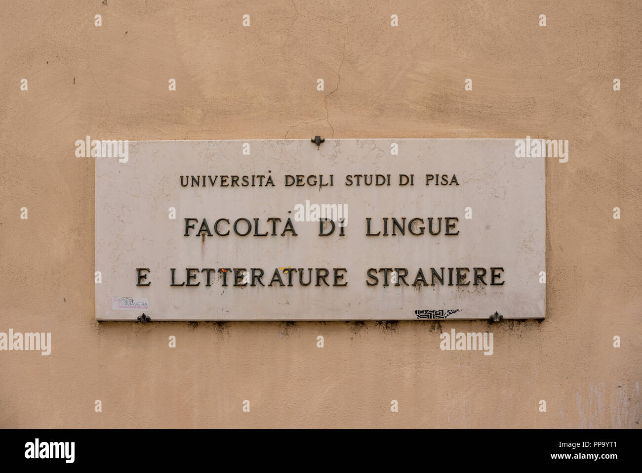 Foreign Languages and Literatures Faculty of University of Pisa, Pisa, Tuscany, Italy Stock Photo