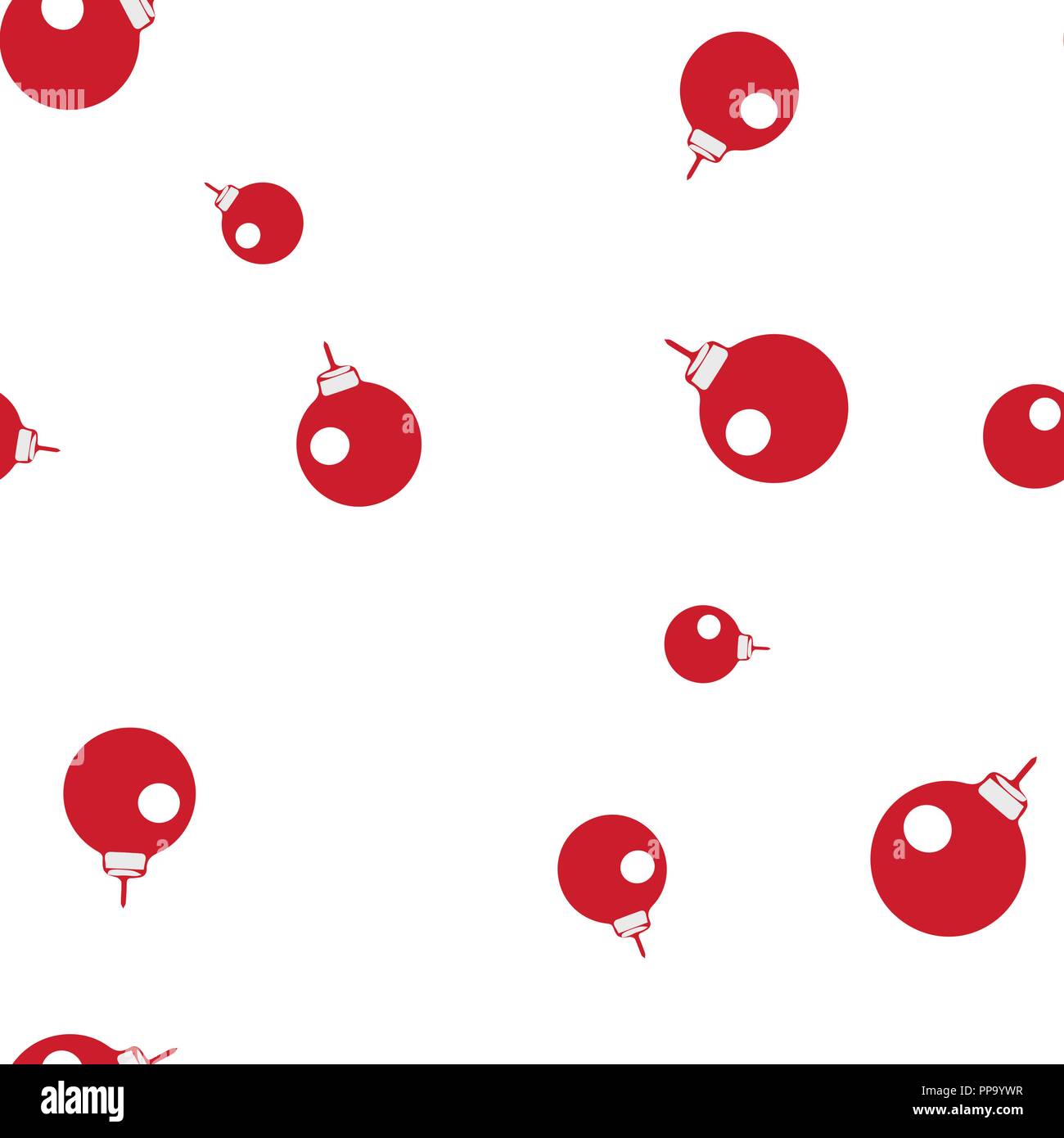 Red balls for decorating a Christmas tree seamless pattern. Isolated on ...