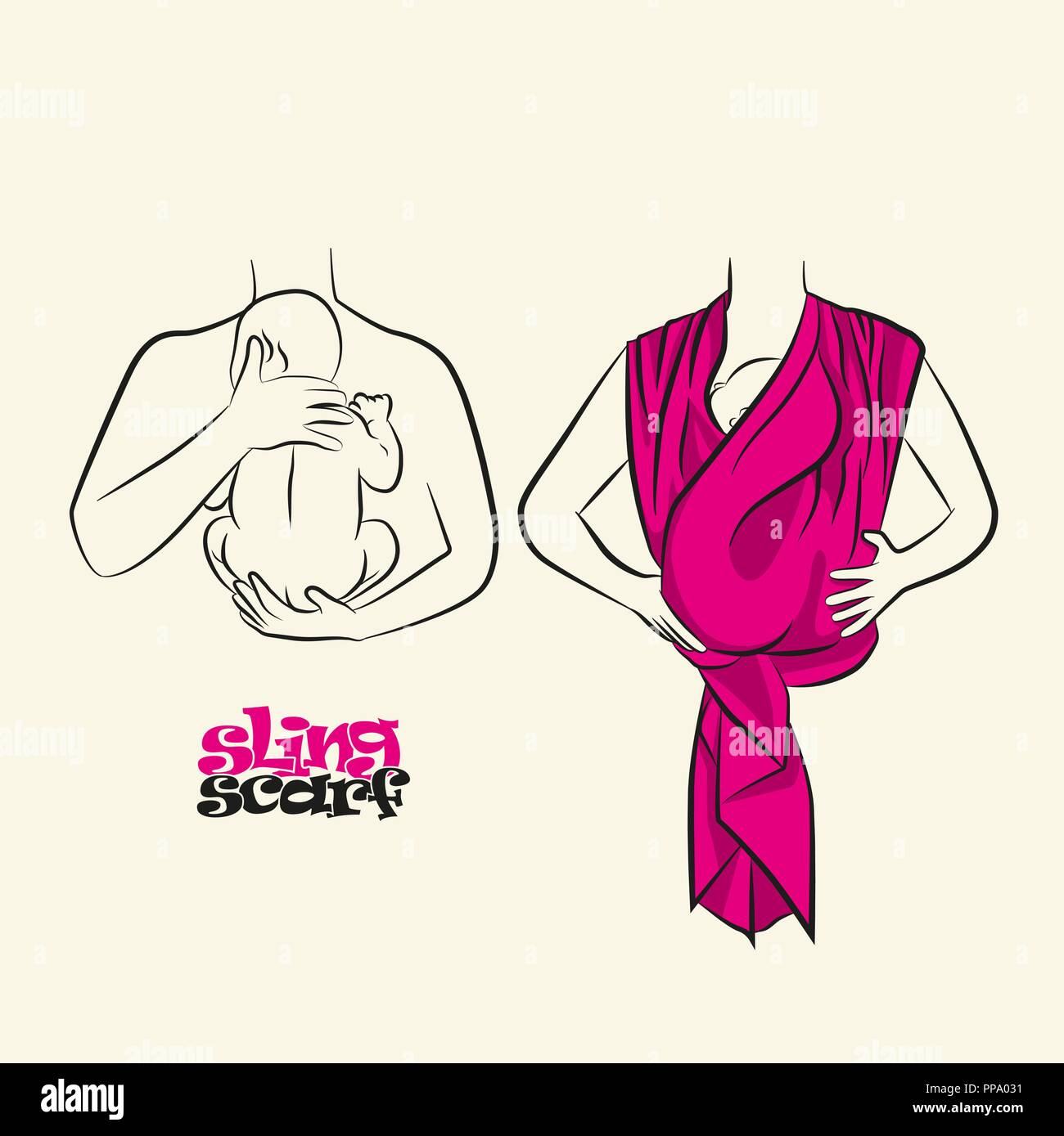 Infographics, how to wear a scarf sling. The correct position of the