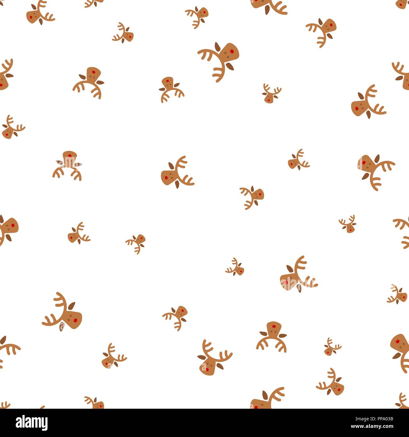 Christmas deer seamless pattern. Isolated on a white background. Vector ...