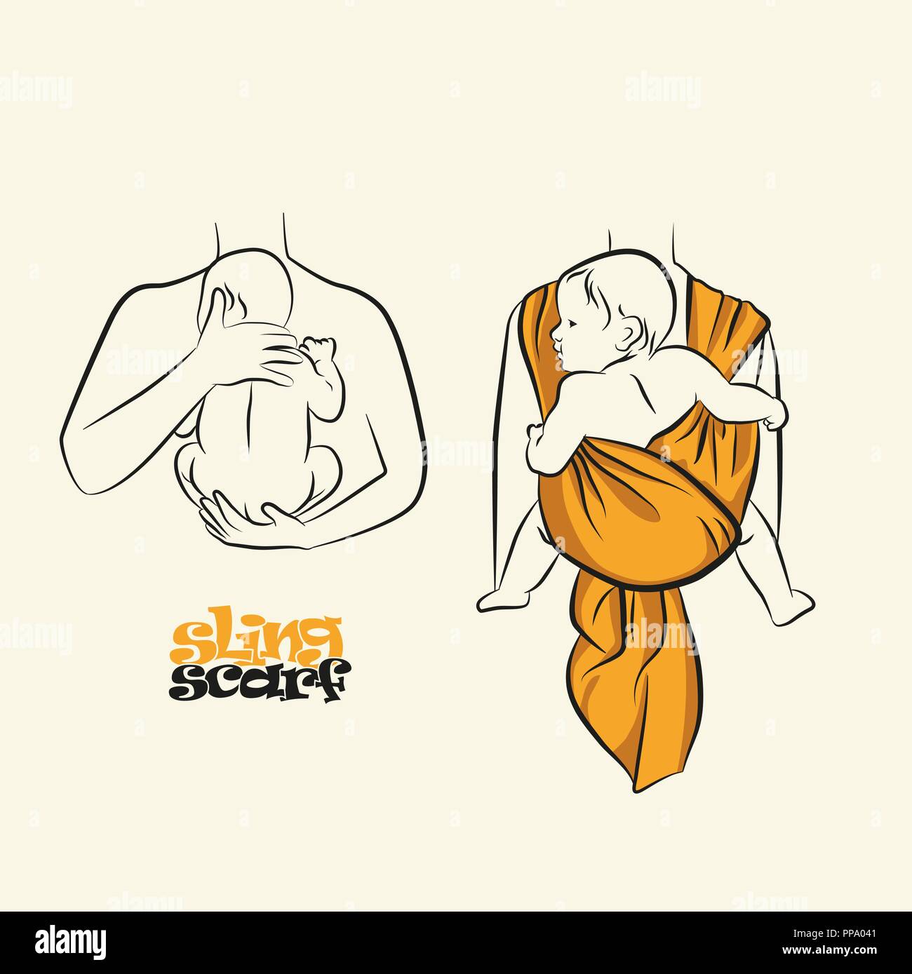 Infographics, how to wear a scarf sling. The correct position of the