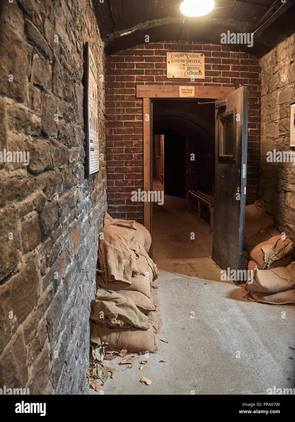 Cardiff, United Kingdom - September 16, 2018: View of inside rooms of the castle of Cardiff, used in the Second World War as repair from bombs Stock Photo