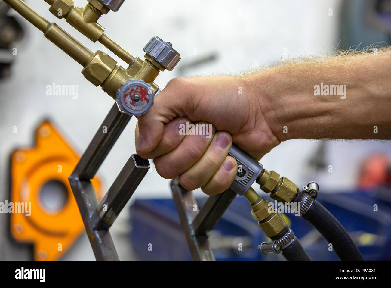 argon arc welding, Inert gas shielded arc welding in a Stock