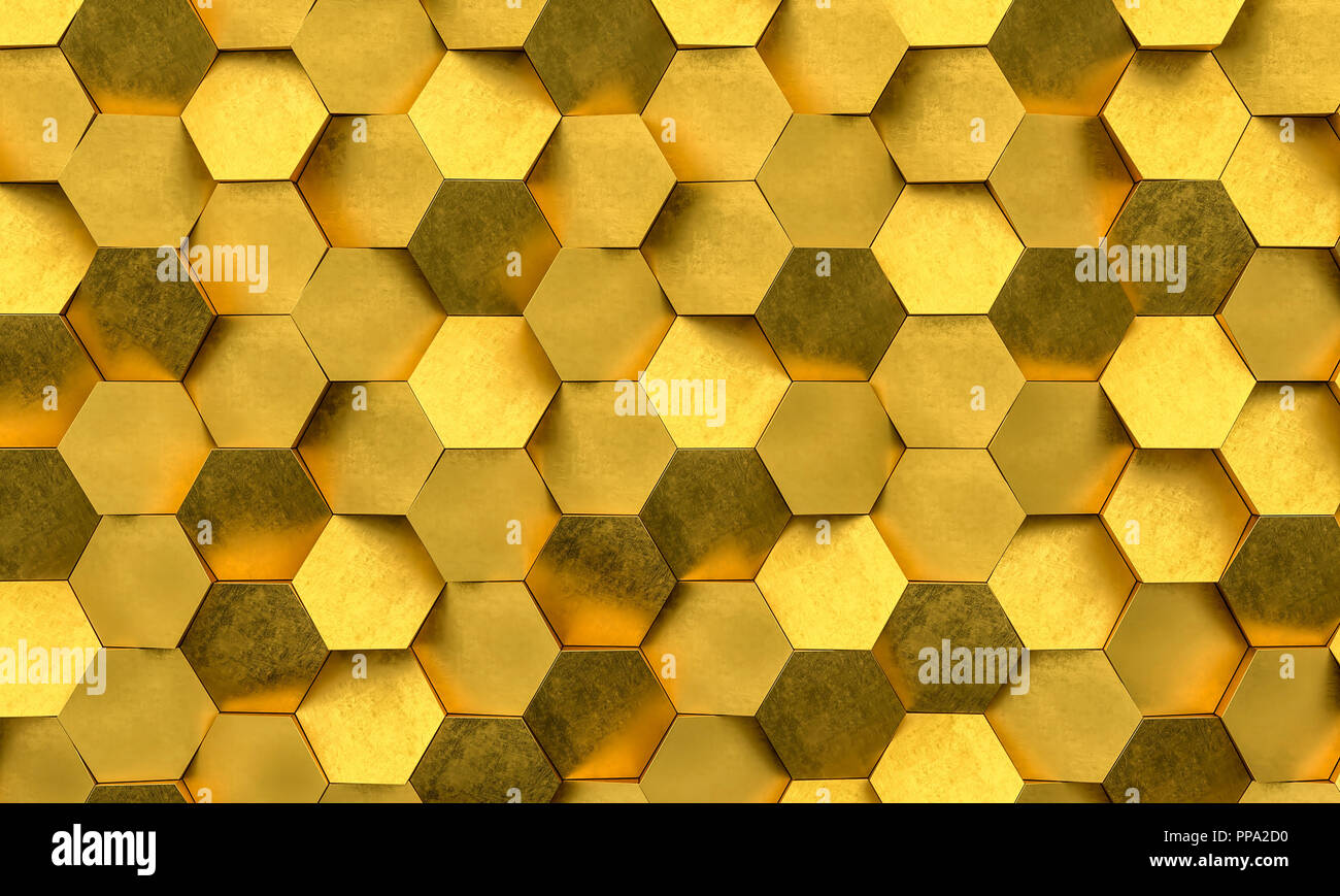 detail of golden geometric background 3d rendering image Stock Photo