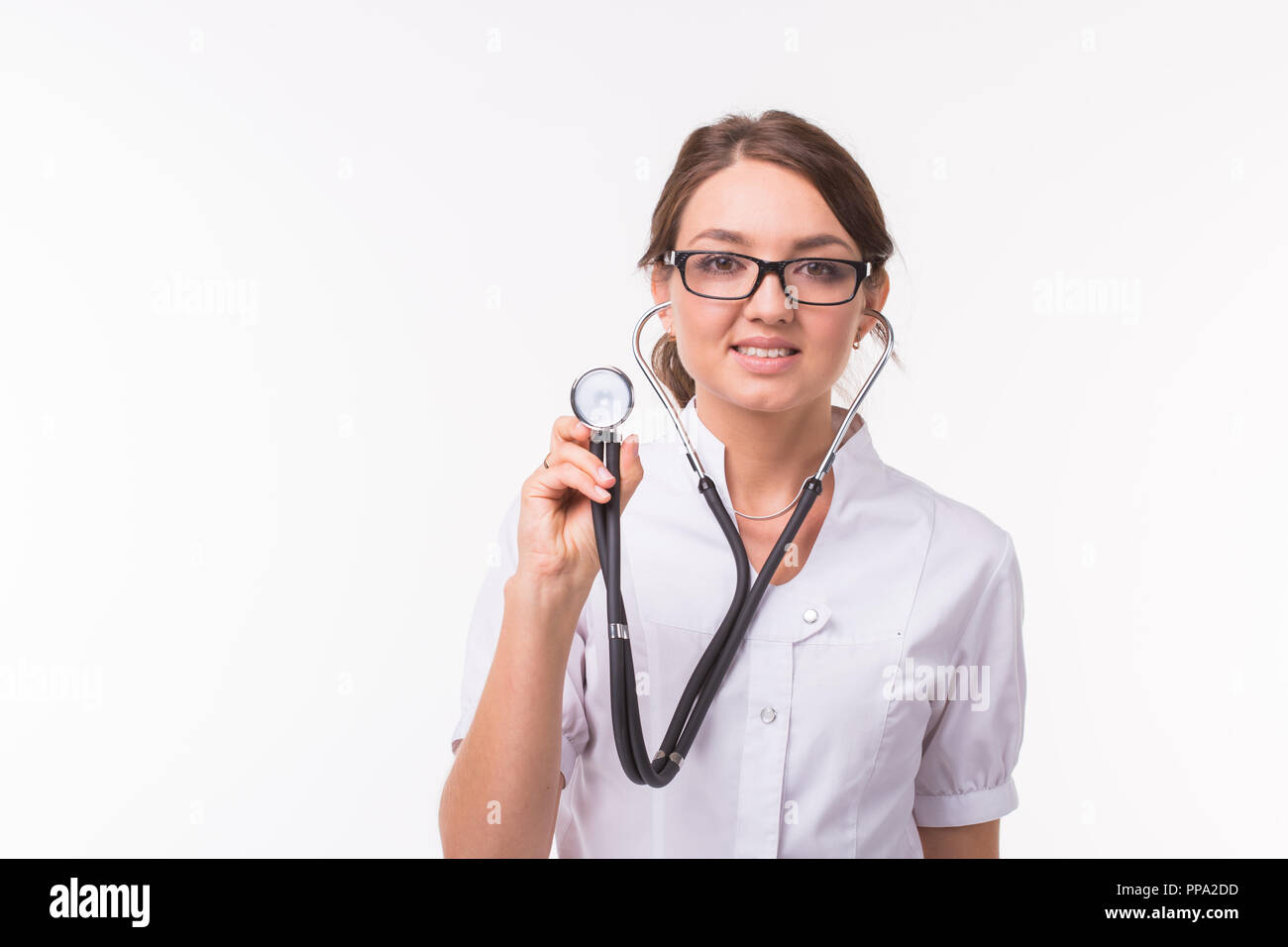 Smiling mature doctor phonendoscope hi-res stock photography and images ...