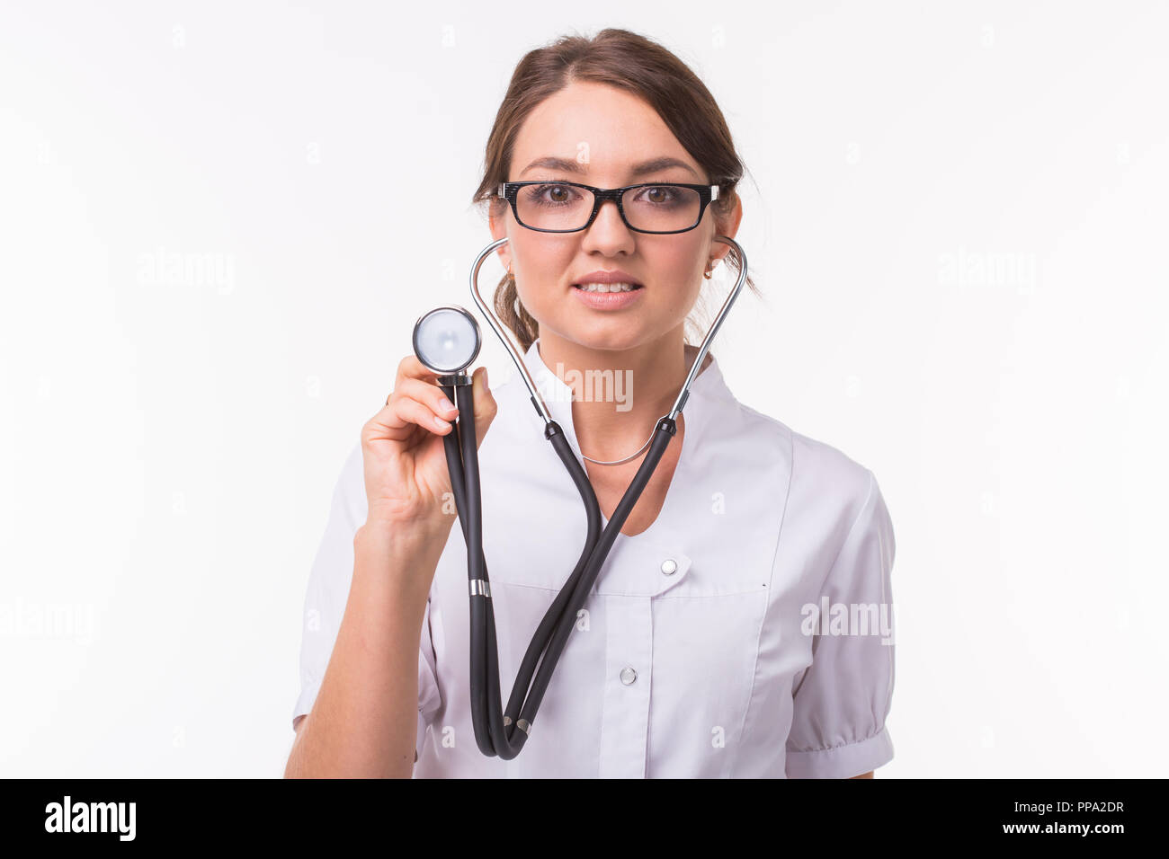 Smiling mature doctor phonendoscope hi-res stock photography and images ...