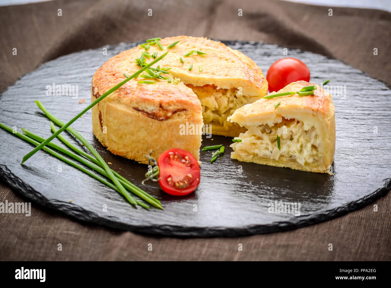 Healthy food, tasty pie with different fillings Stock Photo Alamy