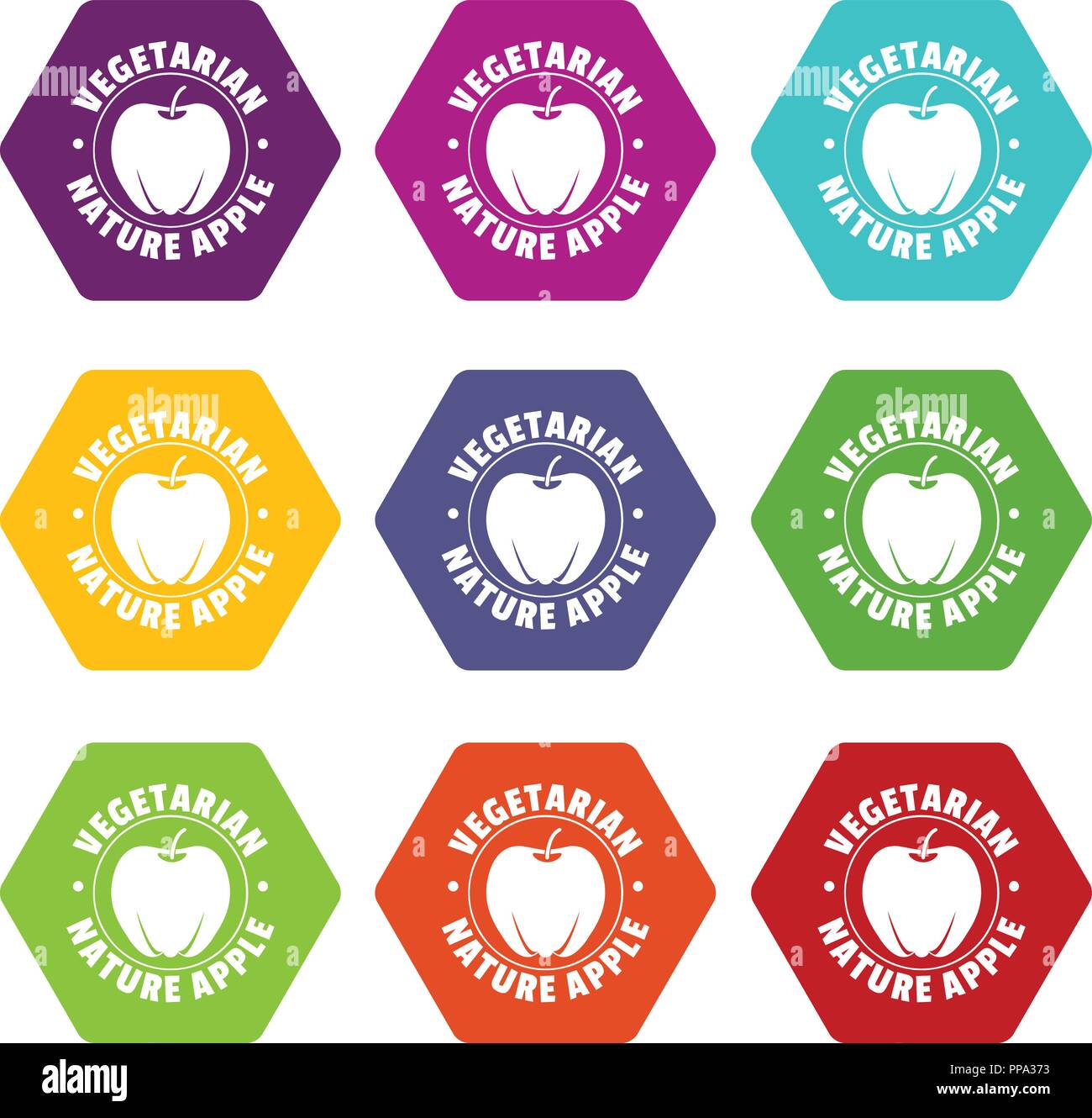 Vegetarian nature apple icons set 9 vector Stock Vector Image & Art - Alamy
