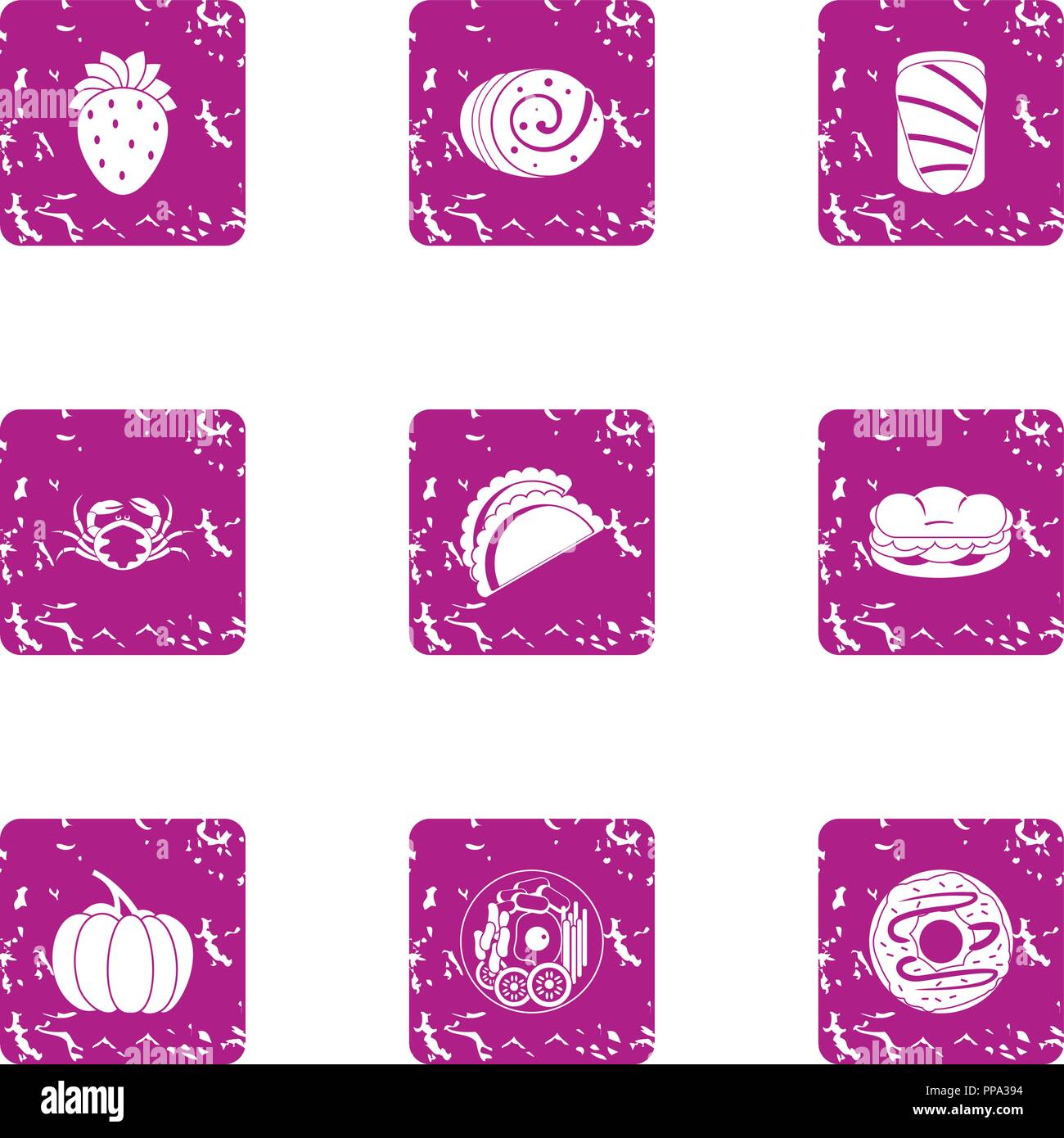 Useful nutrient icons set, grunge style Stock Vector