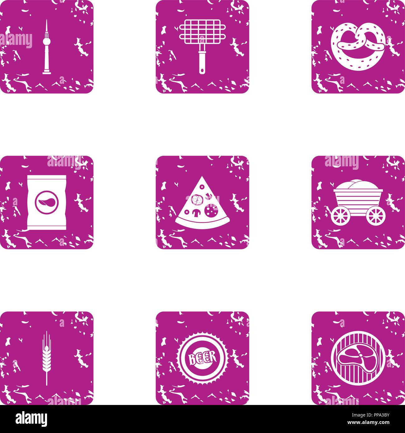 Refreshment icons set, grunge style Stock Vector