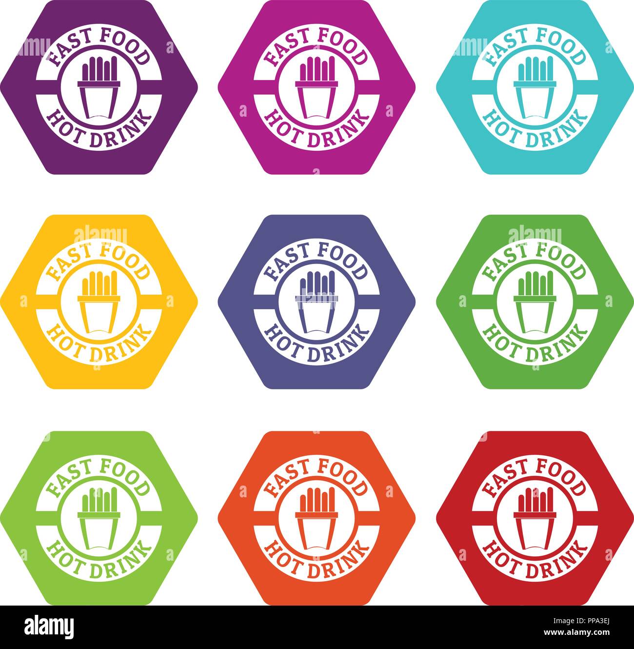 Hot drink icons set 9 vector Stock Vector