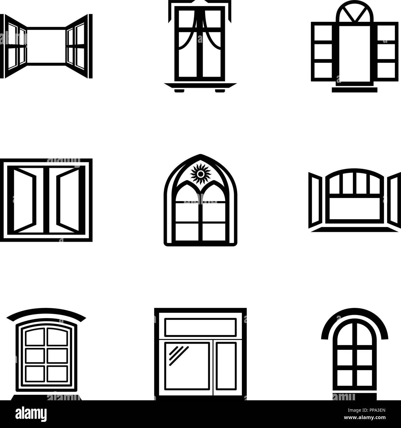 Window frame icons set, simple style Stock Vector Image & Art Alamy