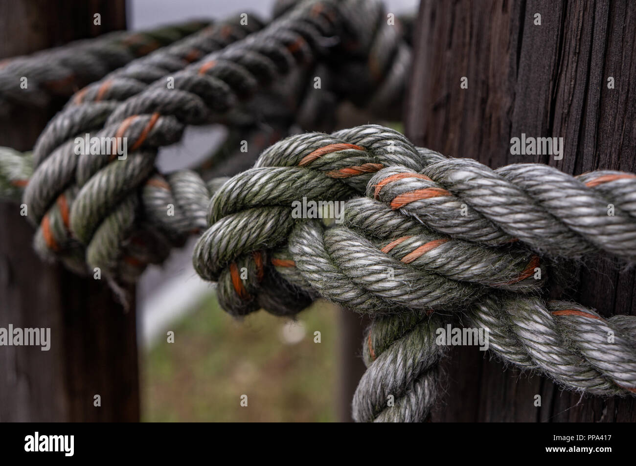 this is a knot in which the rope is holding two telephone poles from ...