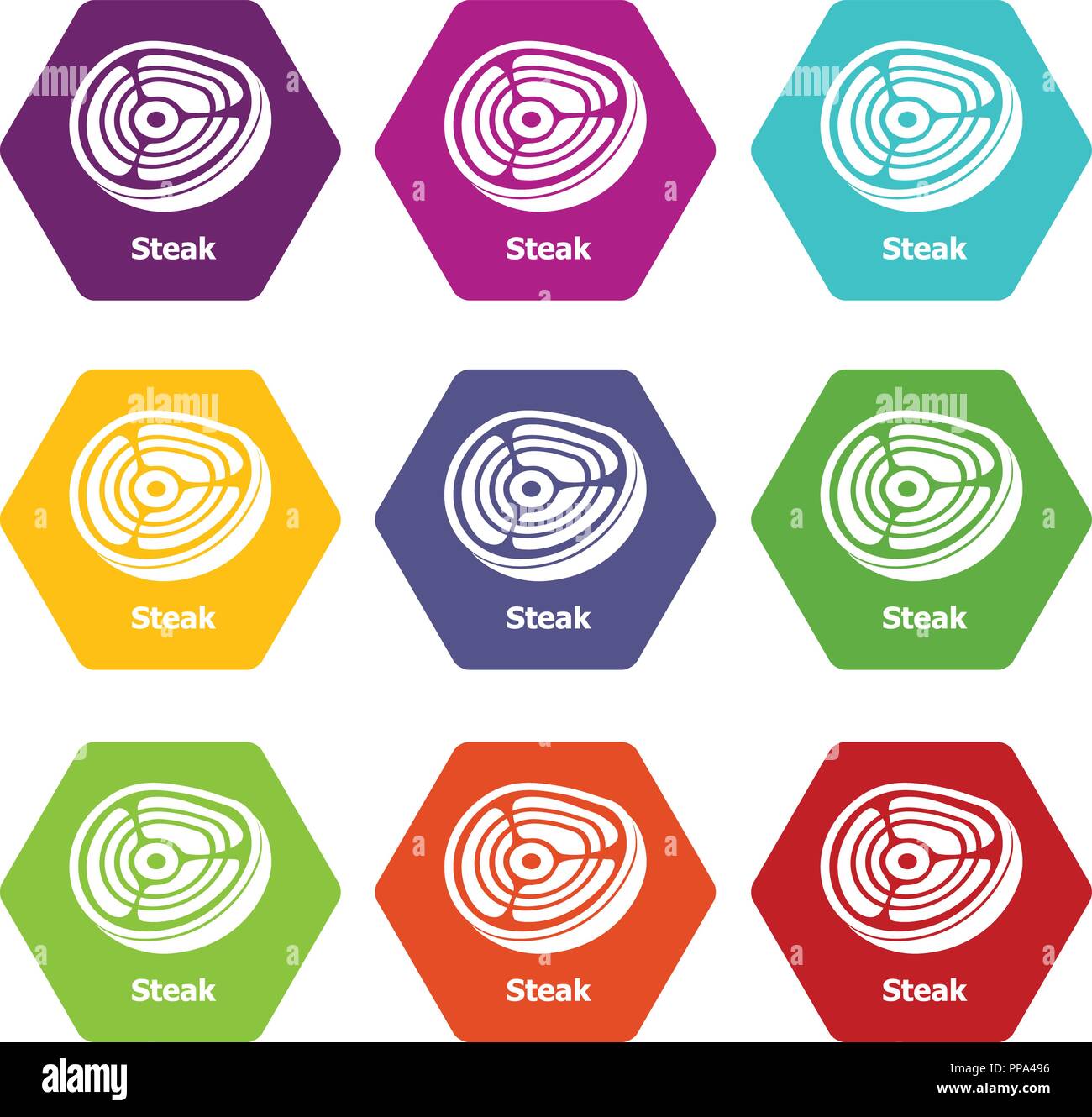 Steak icons set 9 vector Stock Vector Image & Art - Alamy