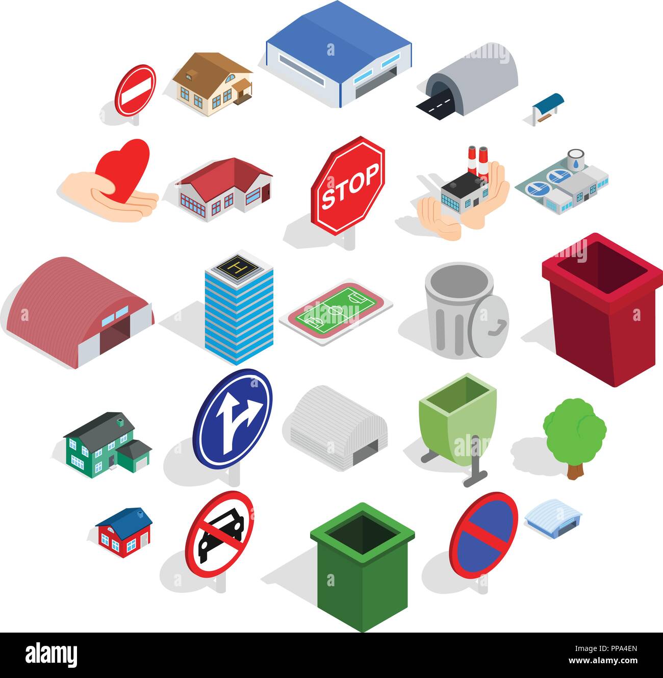Town buildings icons set, isometric style Stock Vector Image & Art - Alamy
