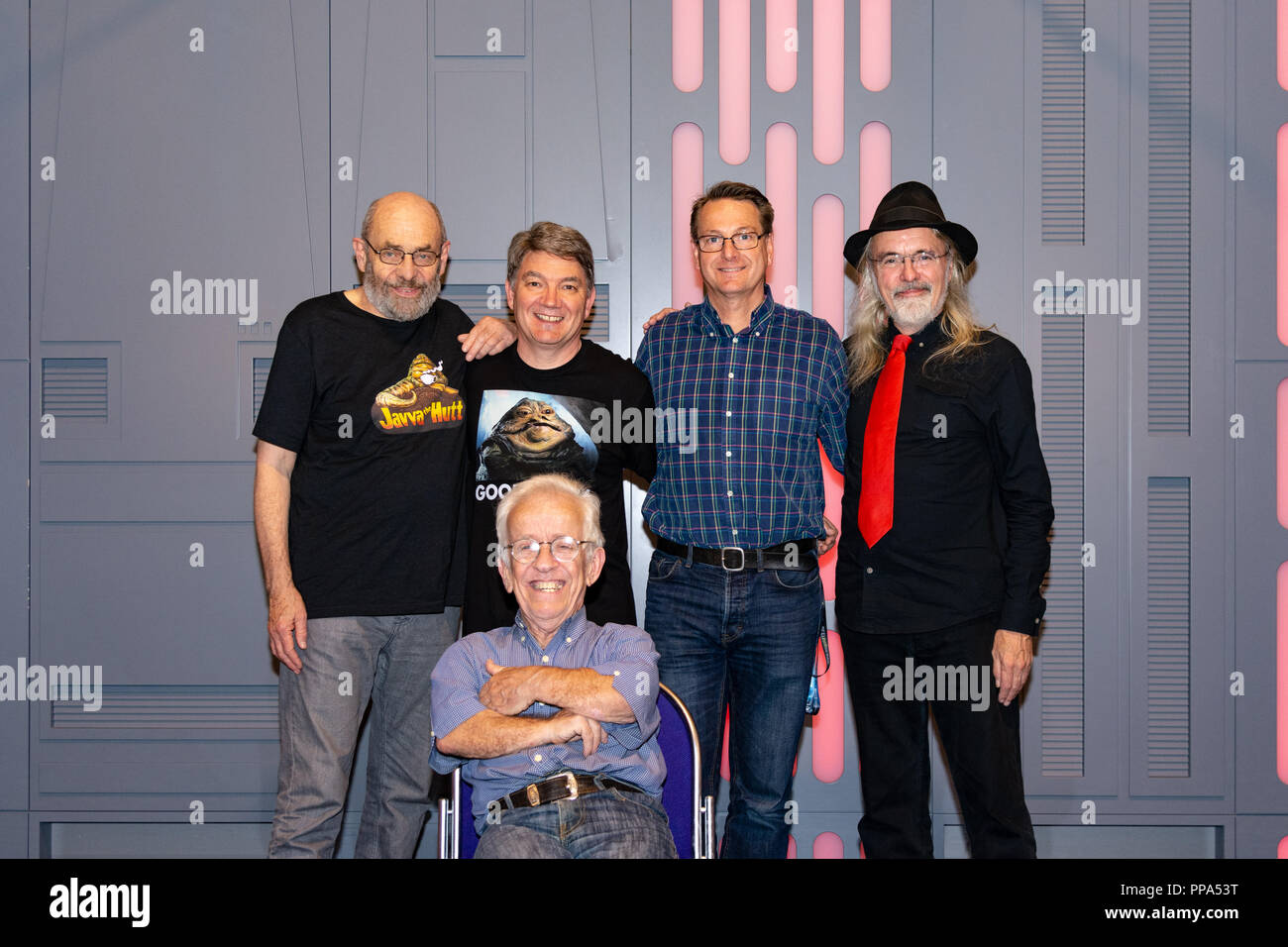 FUERTH, Germany - September 22nd 2018: John Coppinger, Dave Barclay, Jez Harris, Toby Philpott and Mike Edmonds at Noris Force Con 5, a three day star Stock Photo