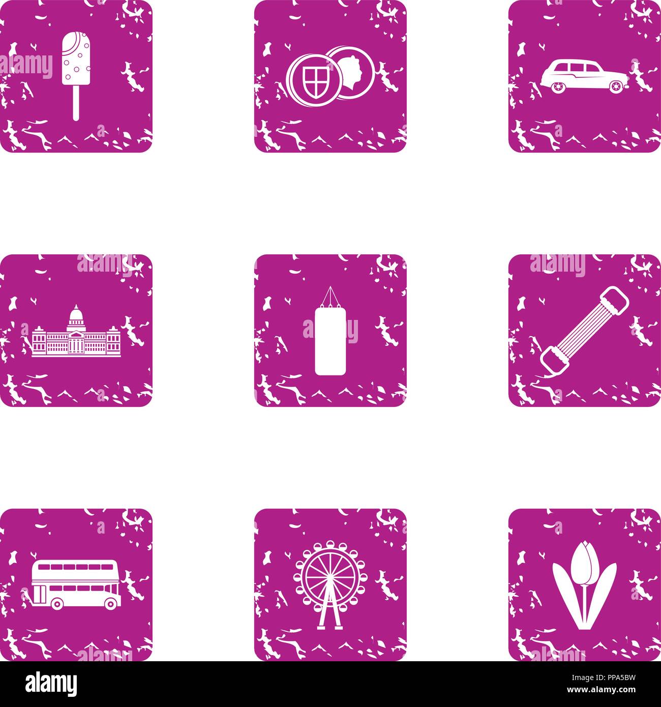 Park day icons set, grunge style Stock Vector