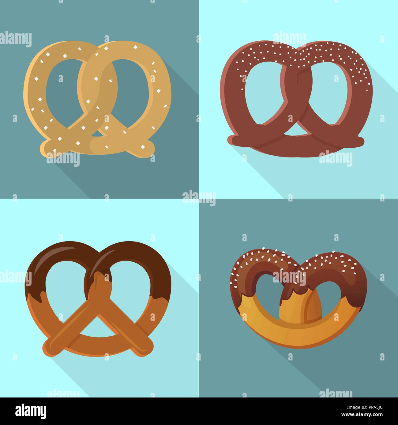 Pretzel icon set, flat style Stock Vector Image & Art - Alamy