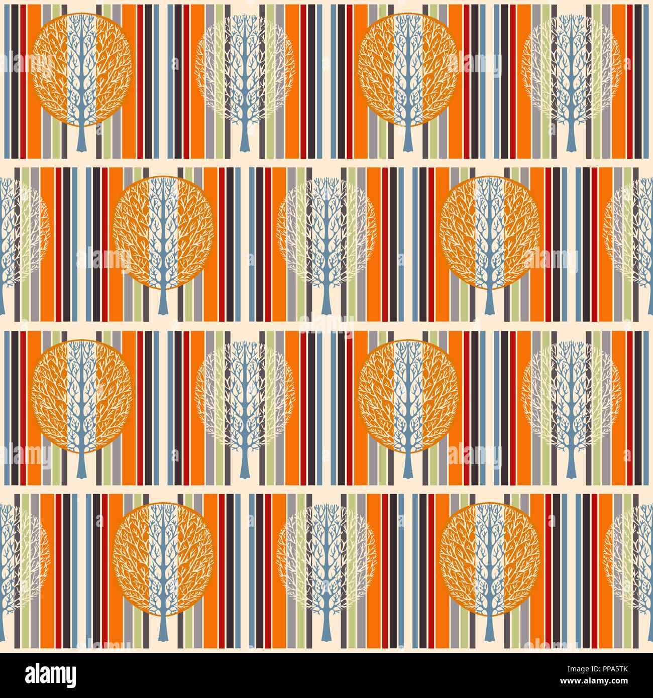 Abstract Tree Seamless Pattern Vector Illustration