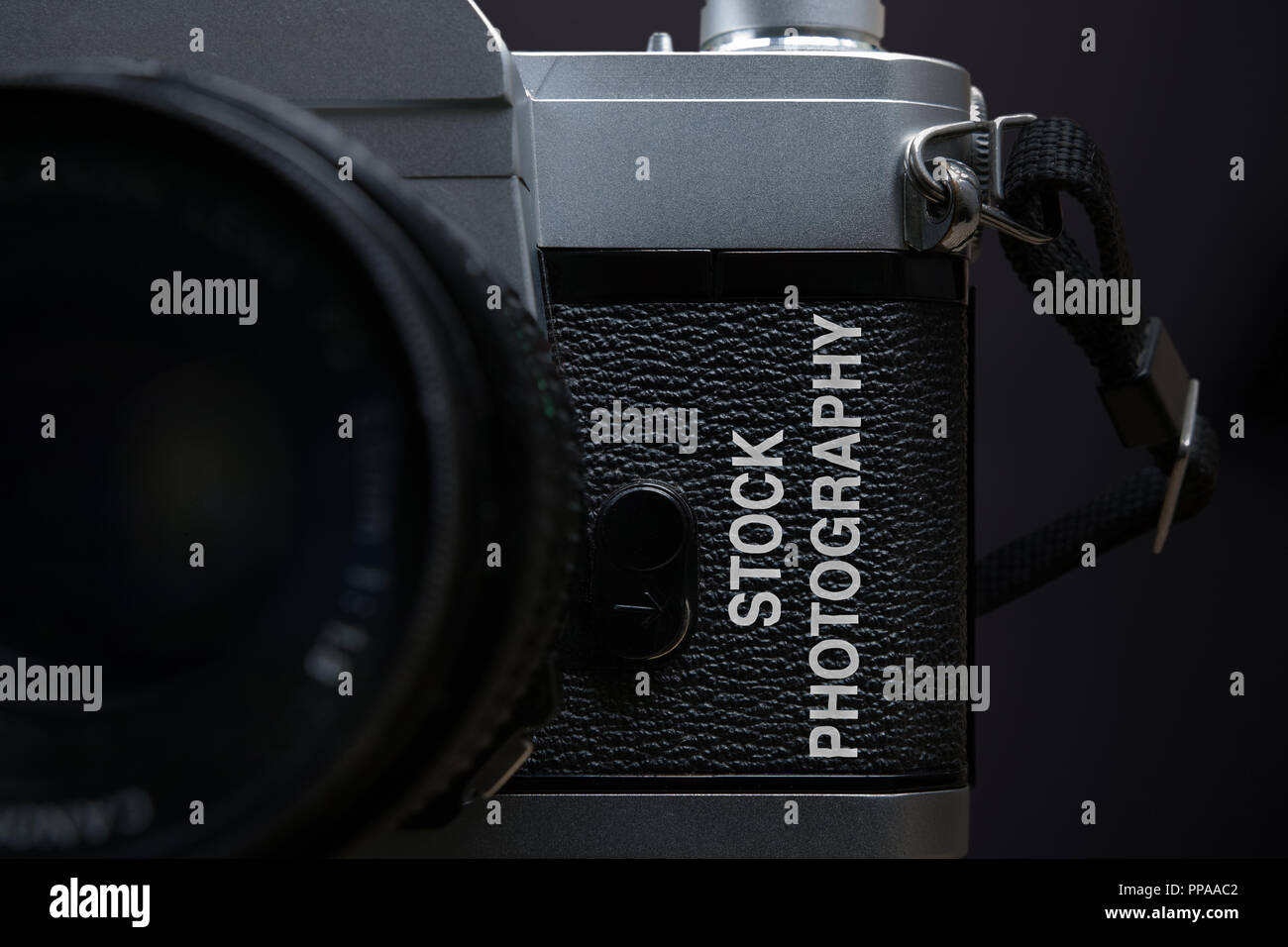 On the side of this classic camera, it is marked: STOCK PHOTOGRAPHY. Stock Photo